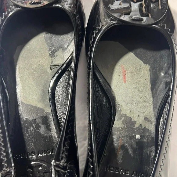 Tory Burch Reva Patent Leather Black Ballet Flats  Applique Logo Round Toe Sz 4 - Picture 14 of 14